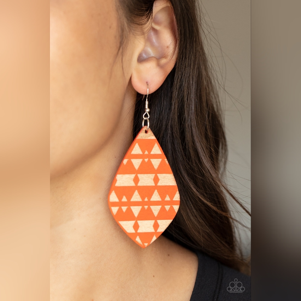 Zimbabwe Zoo Orange Earrings NWT SALE Wooden Limited - Picture 3 of 3
